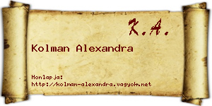 Kolman Alexandra névjegykártya